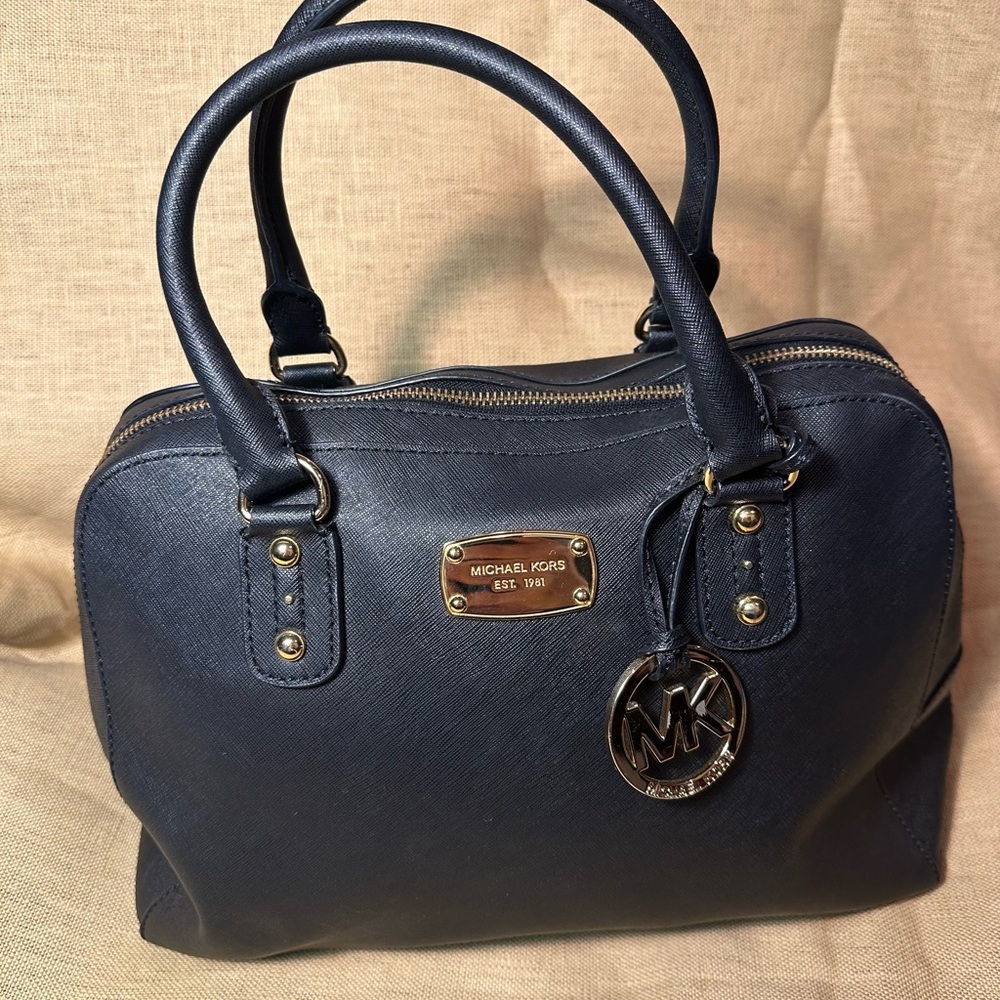Michael Kors Black Tote Handbag, gold charm & hardware. $195